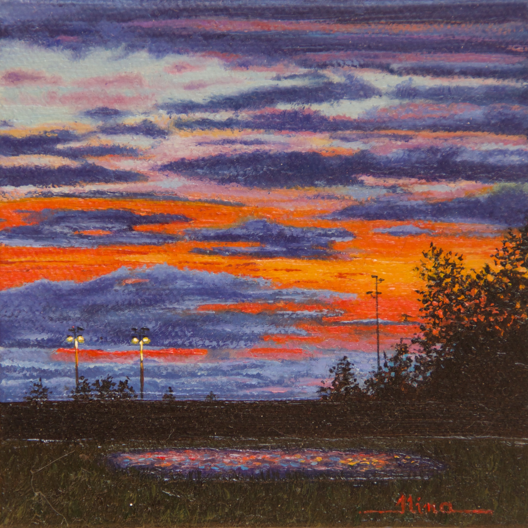 "Die Sonne Geht in Tegel Unter" — oil painting
