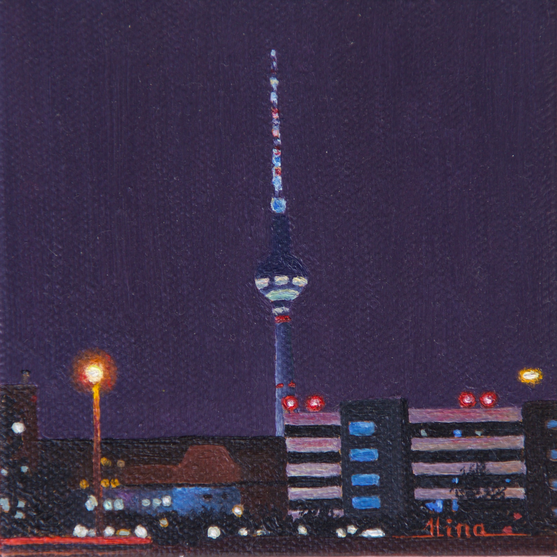 "Night over Berlin" — oil painting